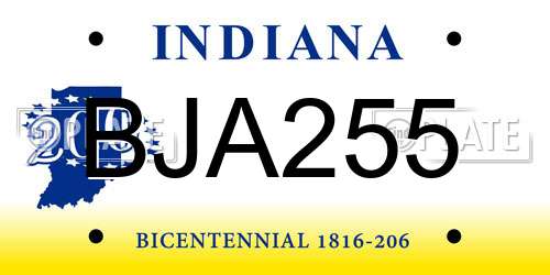 BJA255 Indiana License Plate