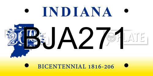 BJA271 Indiana License Plate