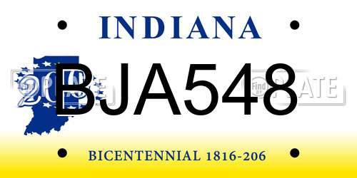 BJA548 Indiana License Plate