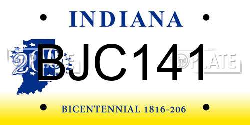 BJC141 Indiana License Plate