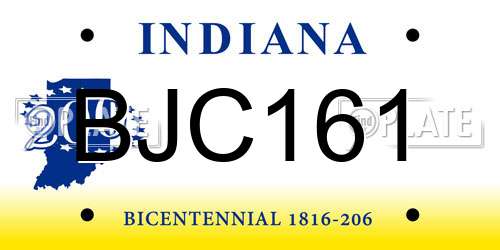 BJC161 Indiana License Plate