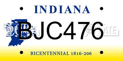 BJC476 Indiana License Plate