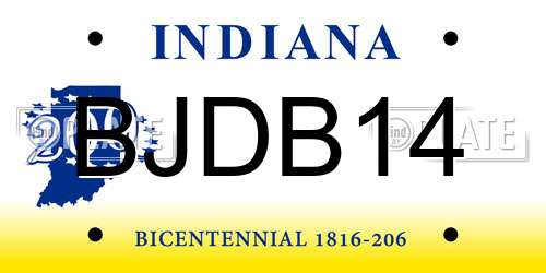 BJDB14 Indiana License Plate