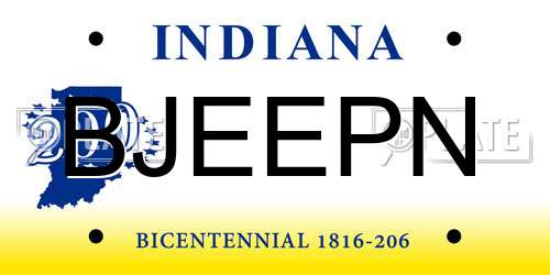 BJEEPN Indiana License Plate