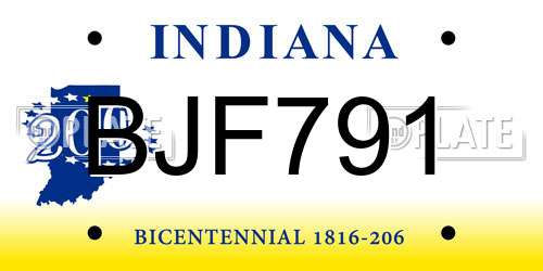 BJF791 Indiana License Plate