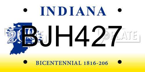 BJH427 Indiana License Plate