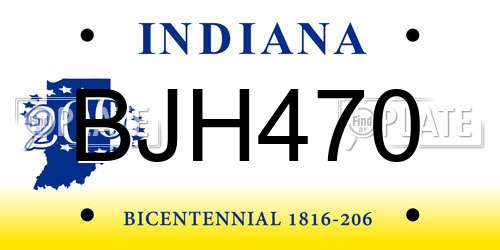BJH470 Indiana License Plate