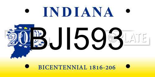 BJI593 Indiana License Plate
