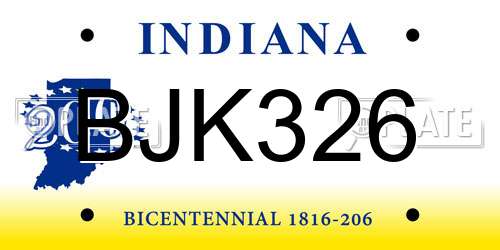 BJK326 Indiana License Plate