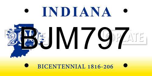 BJM797 Indiana License Plate