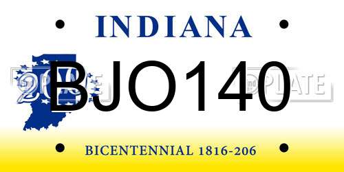 BJO140 Indiana License Plate