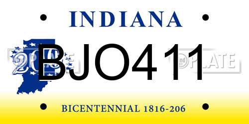 BJO411 Indiana License Plate