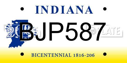 BJP587 Indiana License Plate