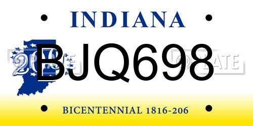BJQ698 Indiana License Plate