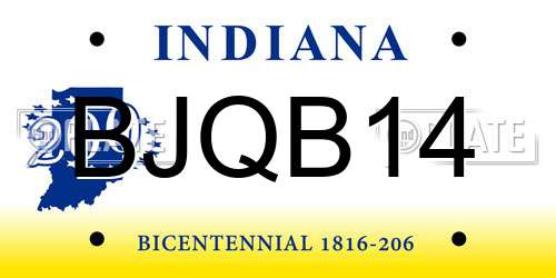 BJQB14 Indiana License Plate