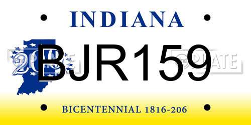 BJR159 Indiana License Plate