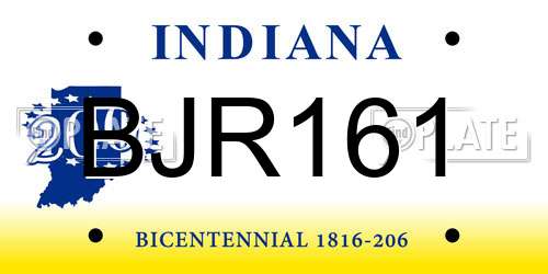 BJR161 Indiana License Plate