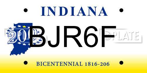 BJR6F Indiana License Plate