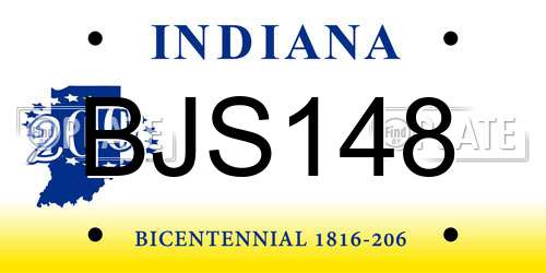 BJS148 Indiana License Plate
