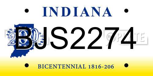 BJS2274 Indiana License Plate