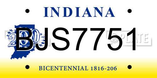 BJS7751 Indiana License Plate