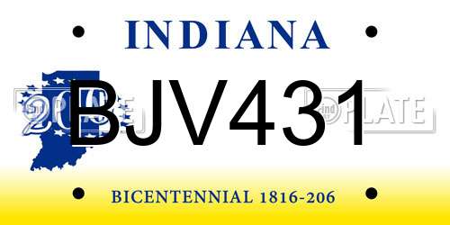 BJV431 Indiana License Plate