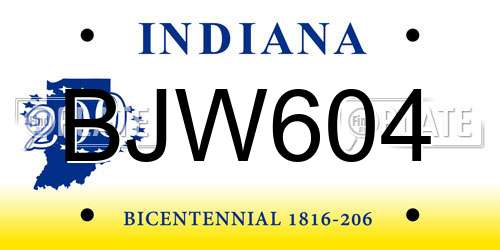 BJW604 Indiana License Plate