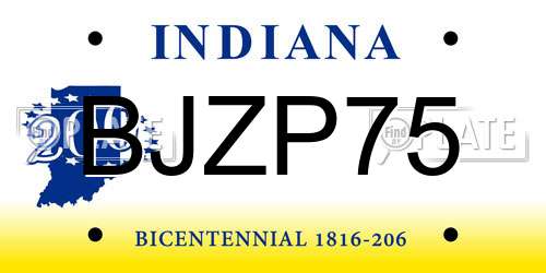 BJZP75 Indiana License Plate