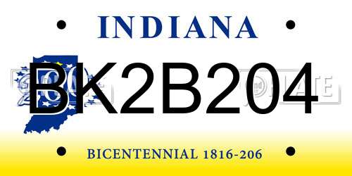BK2B204 Indiana License Plate