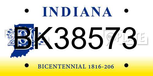 BK38573 Indiana License Plate