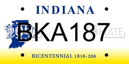 BKA187 Indiana License Plate