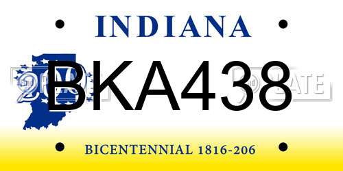 BKA438 Indiana License Plate