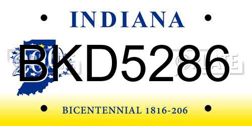 BKD5286 Indiana License Plate