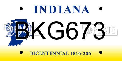 BKG673 Indiana License Plate