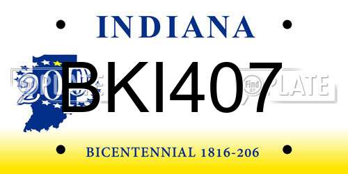 BKI407 Indiana License Plate