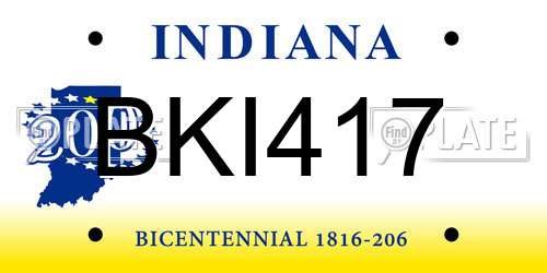 BKI417 Indiana License Plate