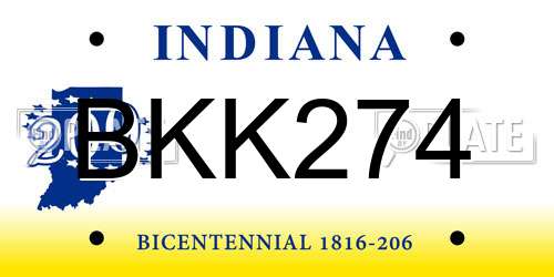 BKK274 Indiana License Plate