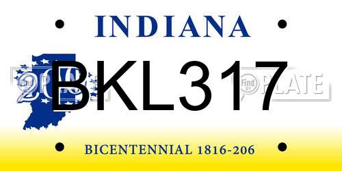 BKL317 Indiana License Plate