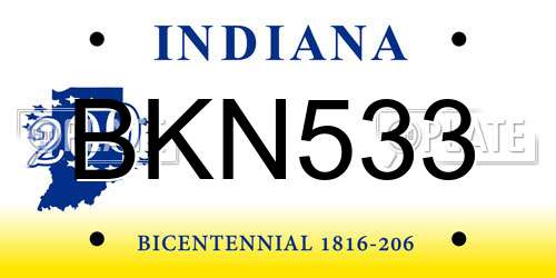 BKN533 Indiana License Plate