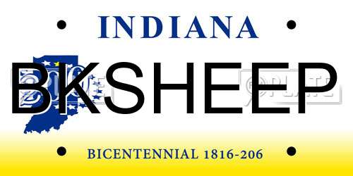 BKSHEEP Indiana License Plate