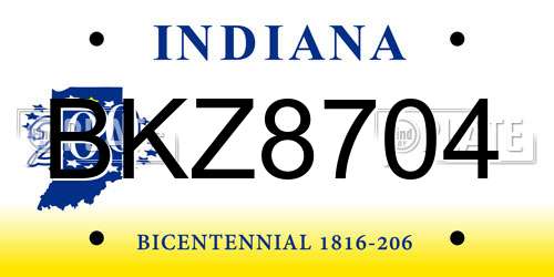 BKZ8704 Indiana License Plate