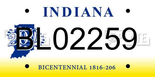 BL02259 Indiana License Plate