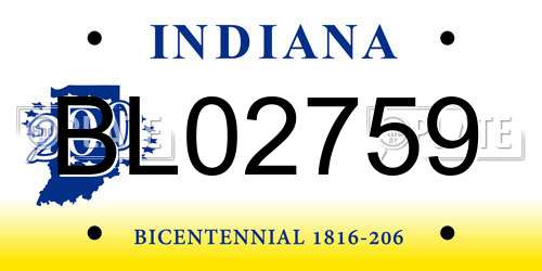 BL02759 Indiana License Plate