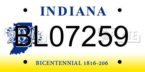 BL07259 Indiana License Plate