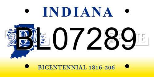 BL07289 Indiana License Plate
