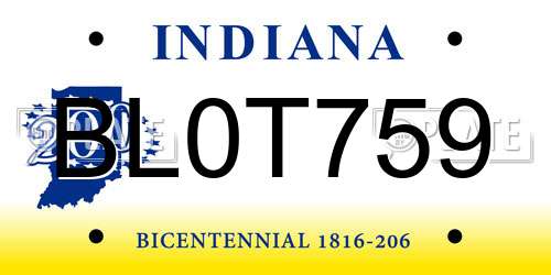 BL0T759 Indiana License Plate