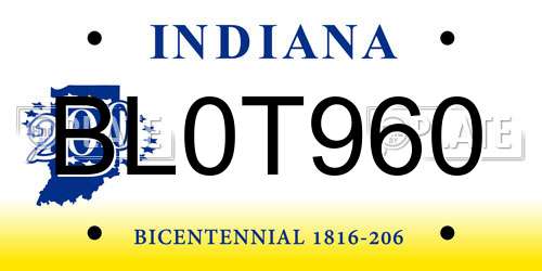 BL0T960 Indiana License Plate