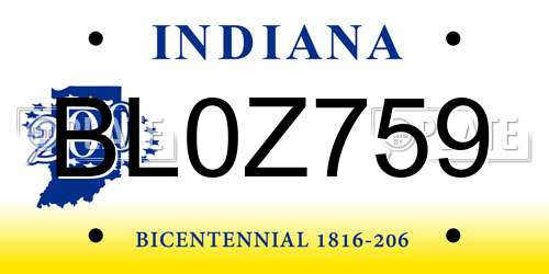BL0Z759 Indiana License Plate