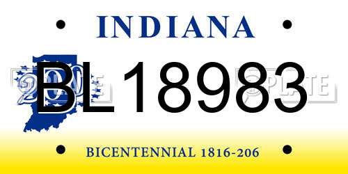 BL18983 Indiana License Plate