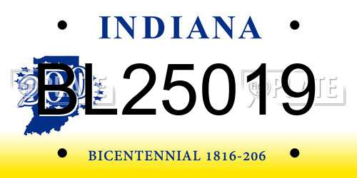 BL25019 Indiana License Plate